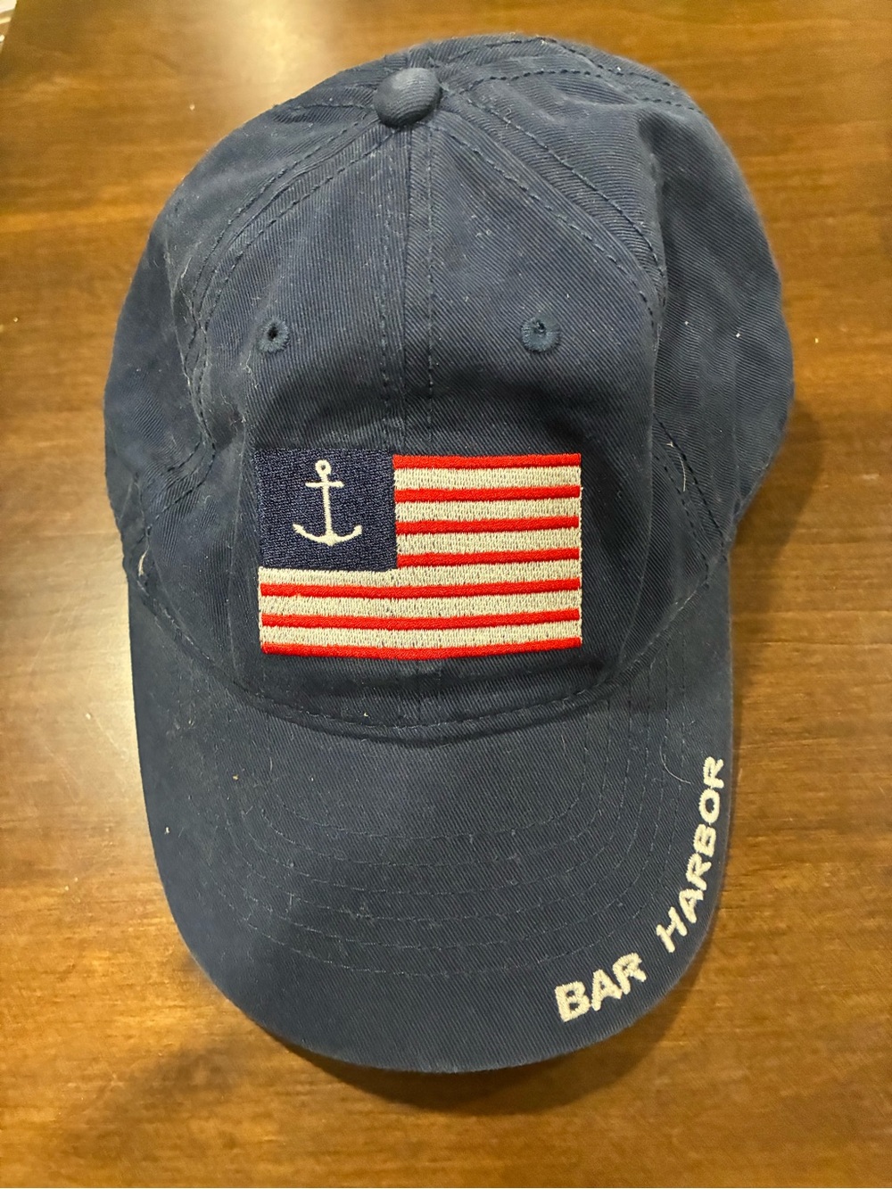 Navy Anchor Flag Bar Harbor Baseball Cap